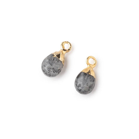 9x6mm Gold Leafed Celestial Quartz Faceted Pear Set of 2 Pendants