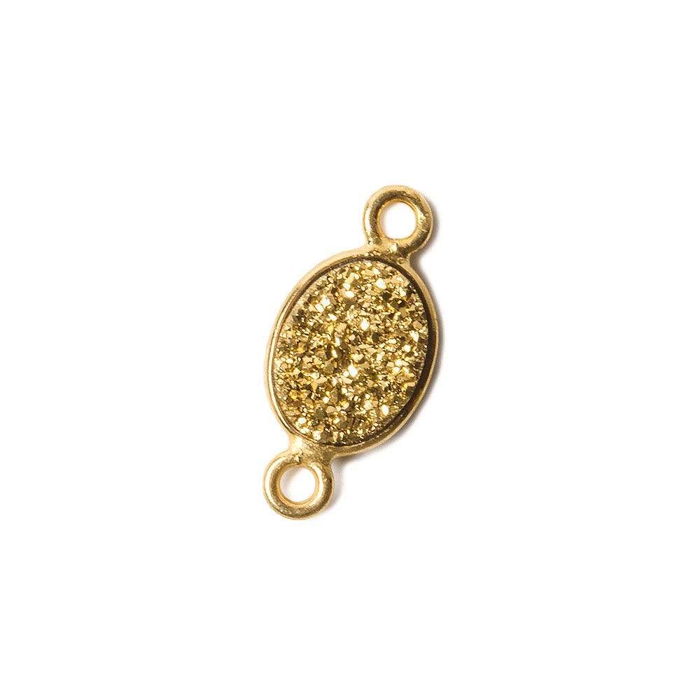 9x6mm Vermeil Bezel Metallic Gold Drusy Oval Connector Set of 4 Pieces