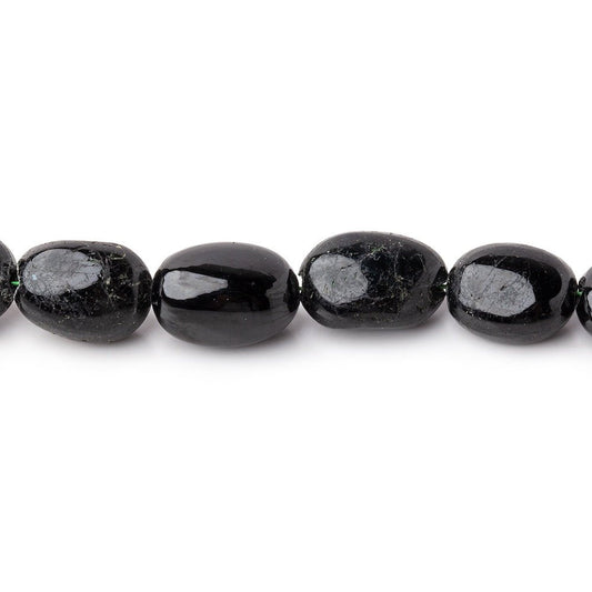 9x7-11.5x9mm Black & Green Tourmaline Plain Nugget Beads 15.5 inch 36 pieces