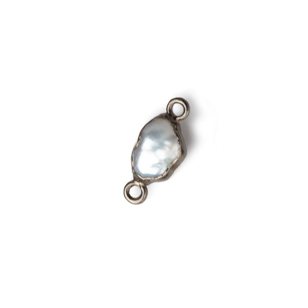 9x7-11x7mm Black Gold Leafed White Keshi Freshwater Pearl connector 1 piece