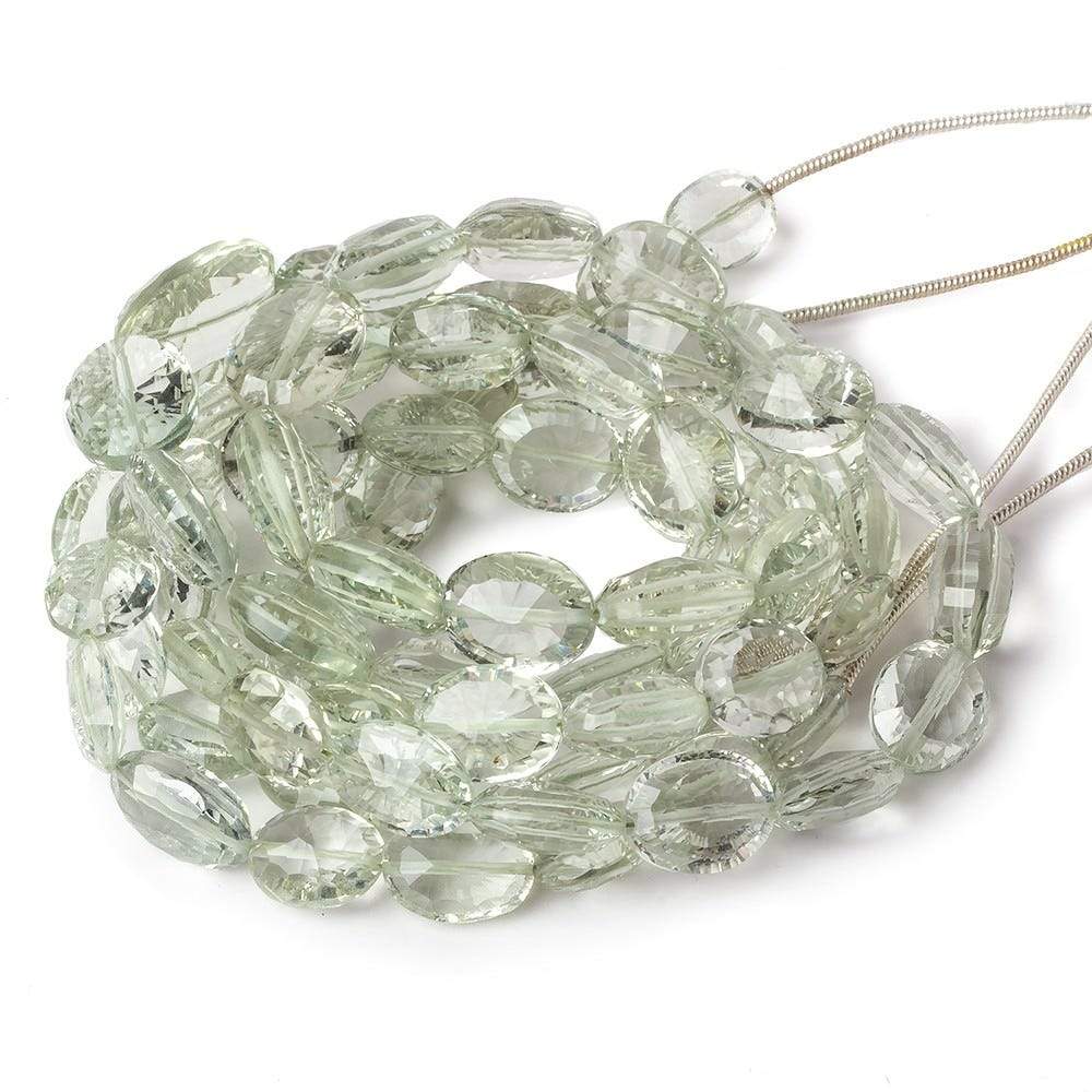 9x7-13x10mm Prasiolite Concave Faceted Oval beads 15 inch 37 pieces AAA
