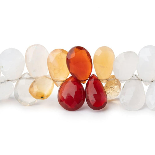 9x7-14x6mm Multi Color Fire Opal Faceted Pear Beads 9.25 inch 64 pieces
