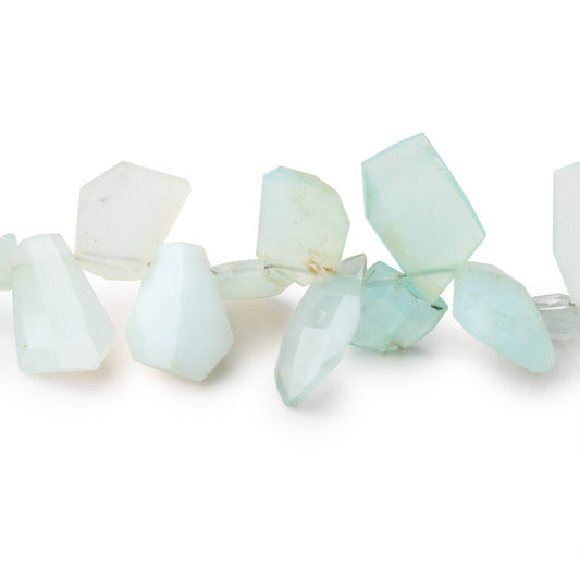 9x7-14x8mm Blue Peruvian Opal Faceted Freeform Beads 7.5 inch 43 pieces