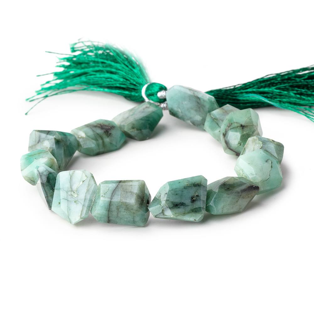 9x7-17x9mm Brazilian Emerald faceted nugget beads 8 inch 15 pieces