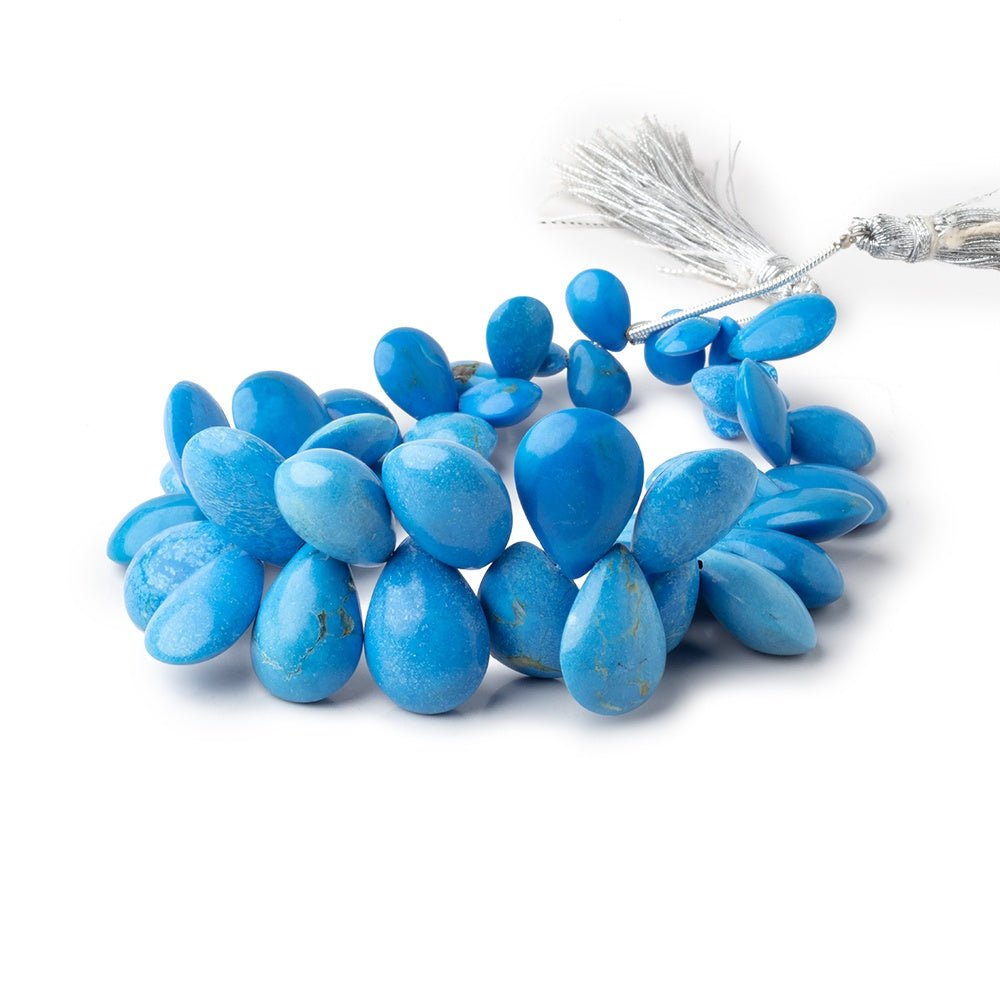 9x7-18x13mm Ceruleite Plain Pear Beads 8 inch 43 pieces AAA