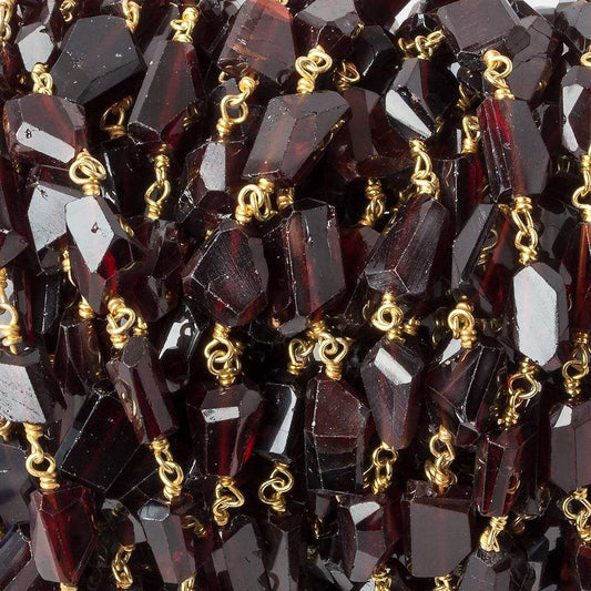 9x7mm Garnet Faceted Nuggets on Vermeil Chain