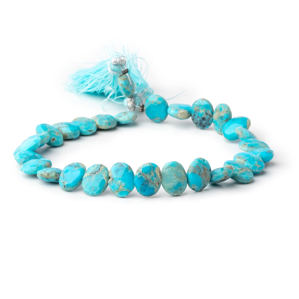 9x7mm Sleeping Beauty Turquoise Faceted Side Drill Ovals 8 inch 28 Beads