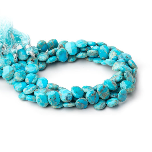 9x7mm Sleeping Beauty Turquoise Faceted Side Drill Ovals 8 inch 28 Beads
