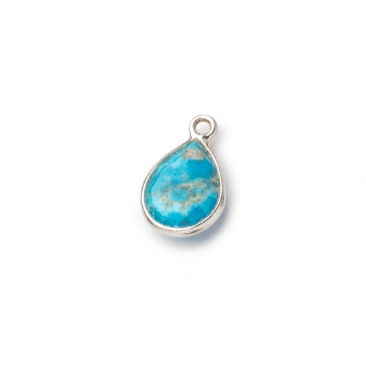 9x7mm Sterling Silver Bezel Turquoise Faceted Pear Pendant 1 Focal piece