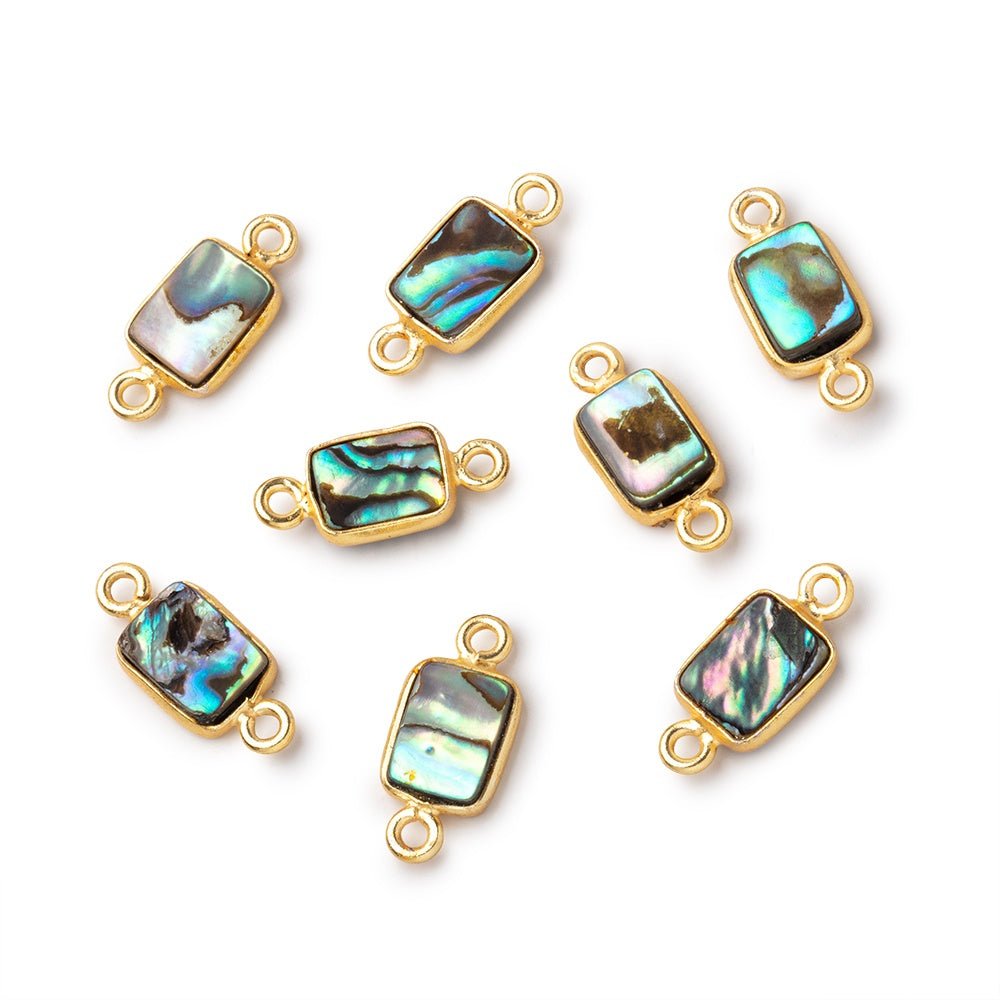 9x7mm Vermeil Bezel Abalone Shell Rectangular Connector 1 piece