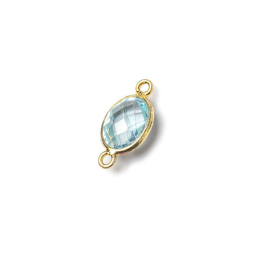 9x7mm Vermeil Bezel Sky Blue Topaz faceted oval Petite Connector 1 piece