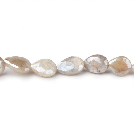 9x8-13x8mm Mystic Cream Moonstone faceted pears 14 inch 29 beads