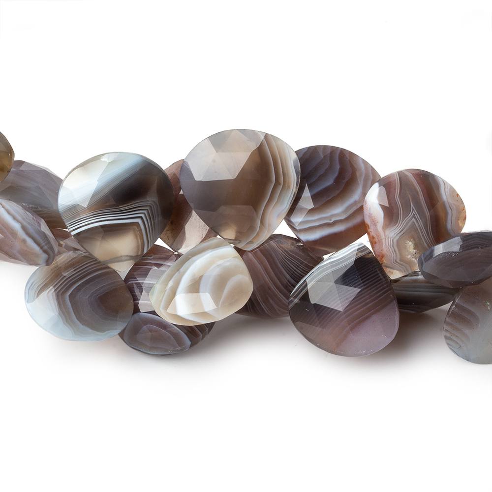 9x8-18x18mm Botswana Agate faceted heart Briolettes 15 inch 92 pieces AAA
