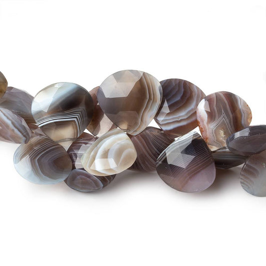 9x8-18x18mm Botswana Agate faceted heart Briolettes 15 inch 92 pieces AAA