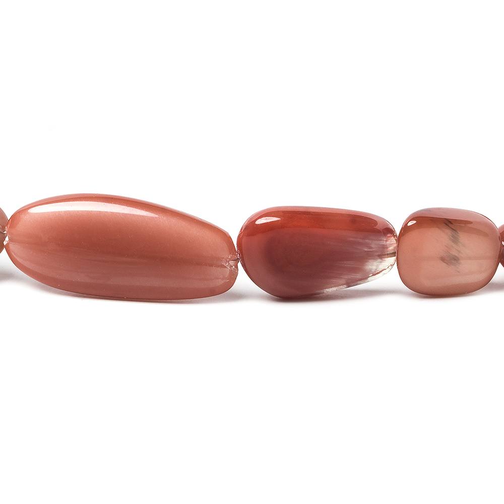 9x8-20x12mm Red Orange Feldspar plain nugget beads 18 inch 38 pieces