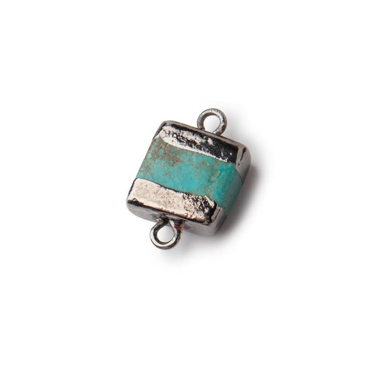 10x10x5mm Black Gold Leafed Chinese Turquoise plain square connector 1 piece