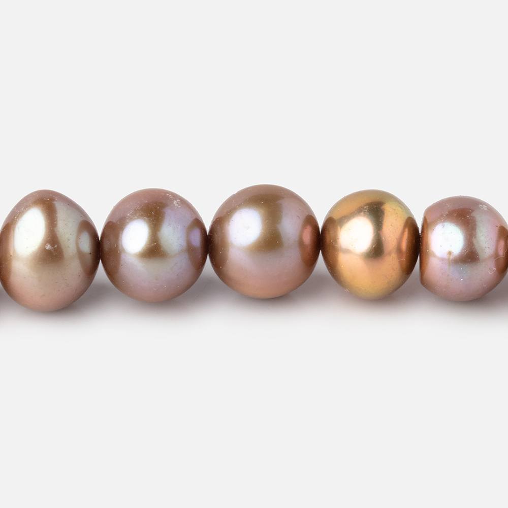 9x8mm Champagne Off Round Freshwater Pearls 16 inch 47 Beads