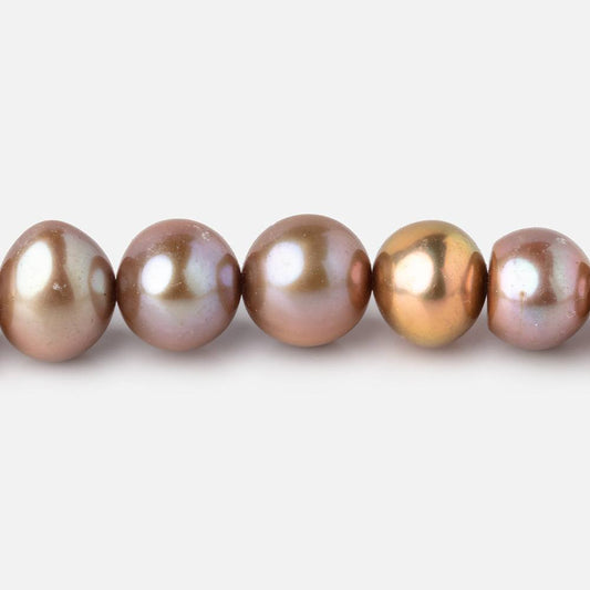9x8mm Champagne Off Round Freshwater Pearls 16 inch 47 Beads