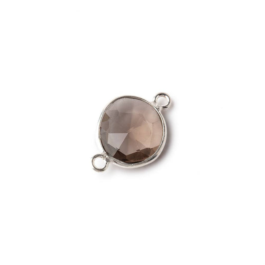 9x8mm Sterling Silver .925 Bezel Smoky Quartz Faceted Nugget Connector 1 piece