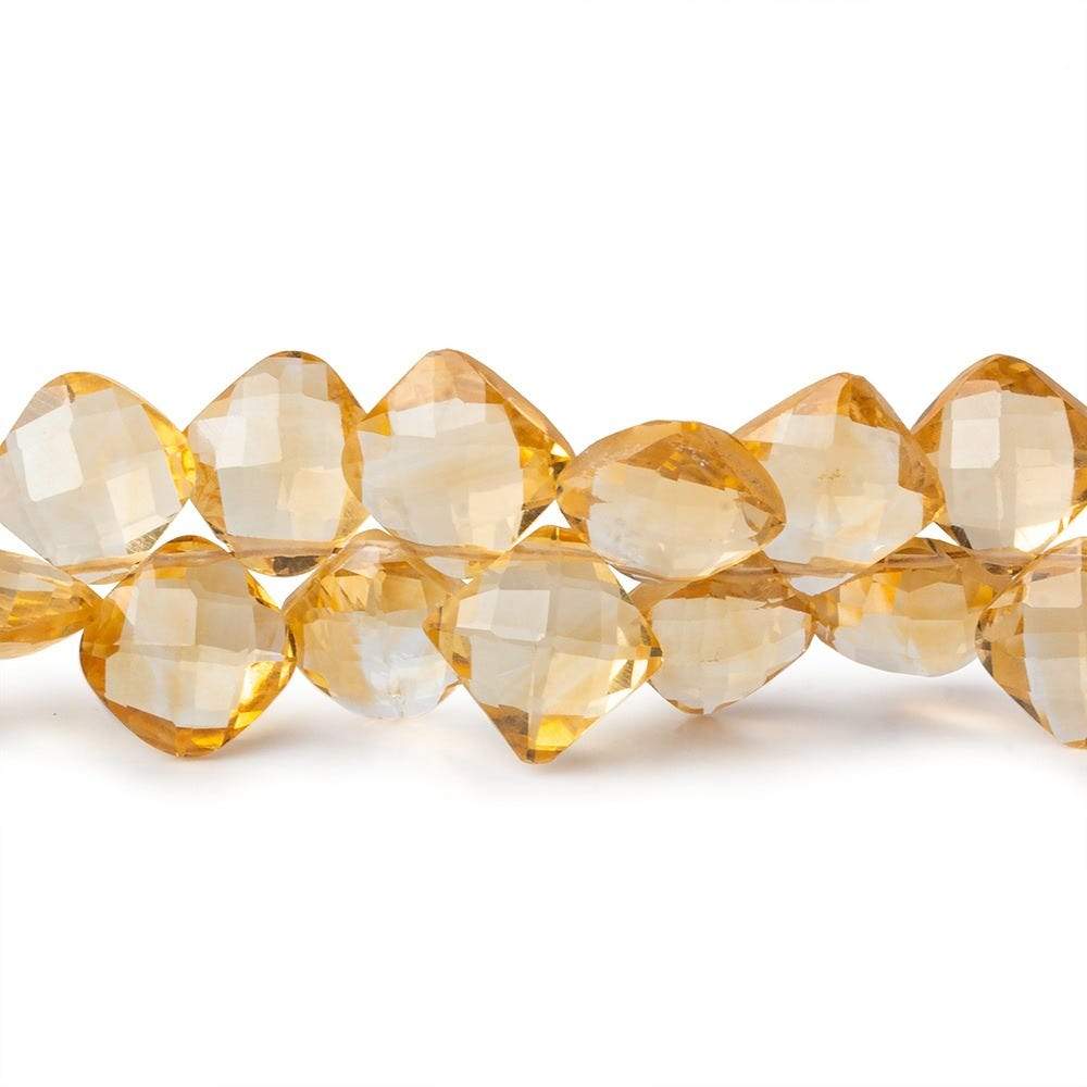 9x9-10x10mm Citrine Top Drilled Faceted Pillow Beads 8 inch 49 pieces AAA