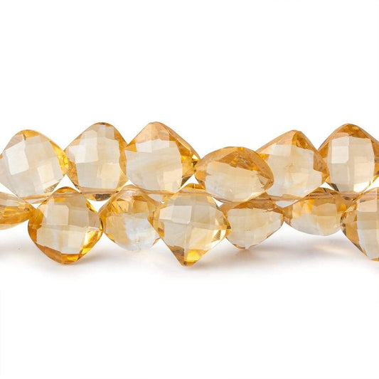 9x9-10x10mm Citrine Top Drilled Faceted Pillow Beads 8 inch 49 pieces AAA