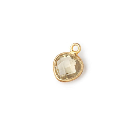 9x9mm Vermeil Bezeled Lemon Quartz Faceted Heart Pendant 1 Focal Piece
