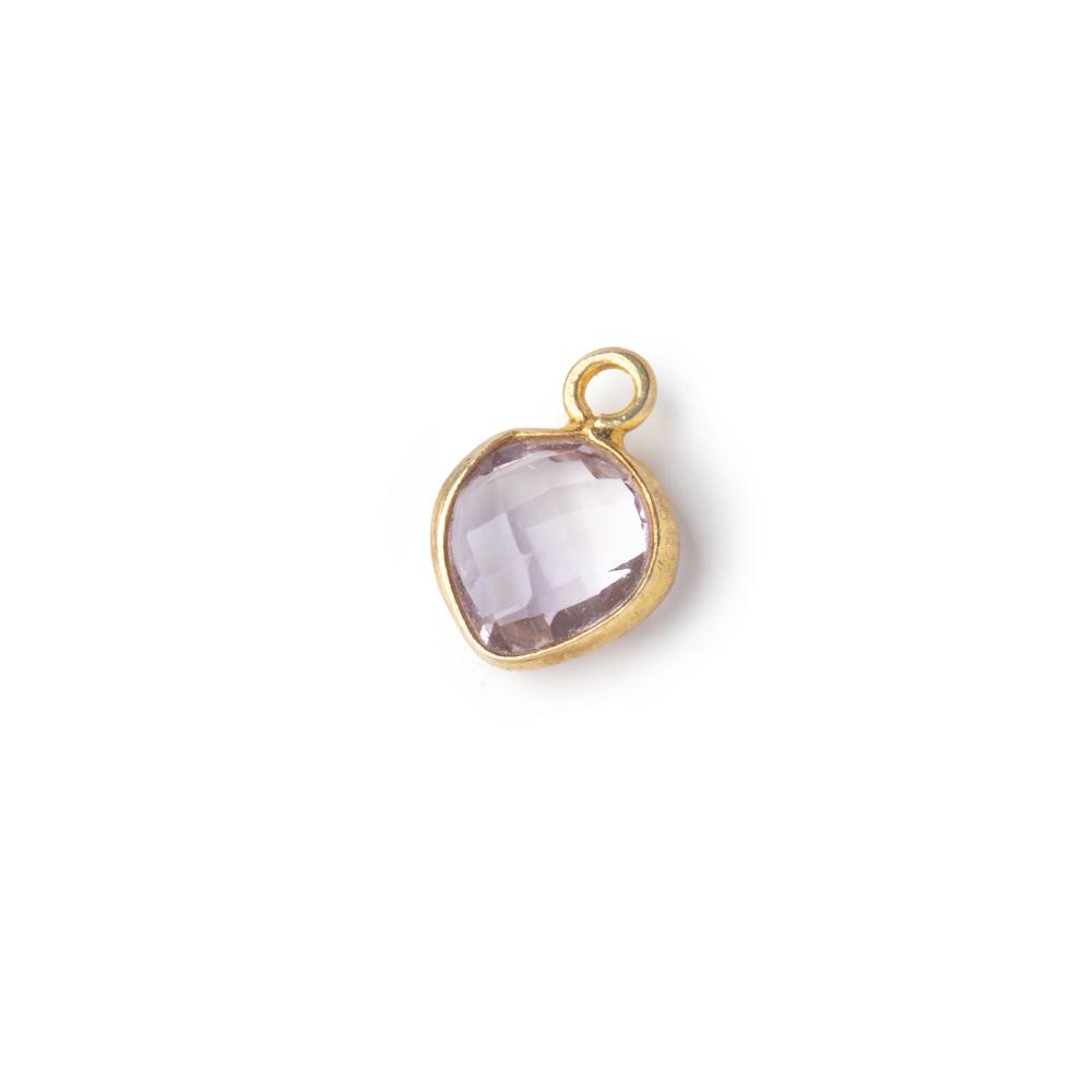 9x9mm Vermeil Bezeled Pink Amethyst Faceted Heart Pendant 1 Focal Piece
