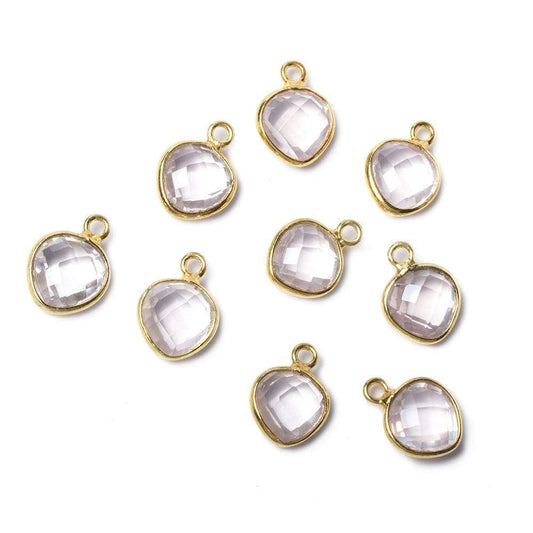 9x9mm Vermeil Bezeled Rose Quartz faceted heart Pendant