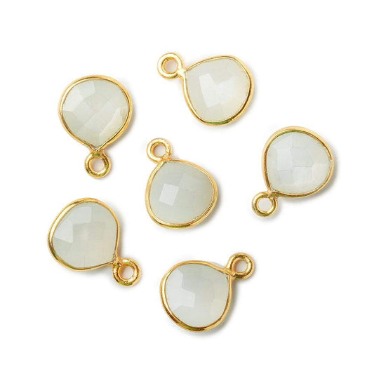 9x9mm Vermeil Bezeled White Moonstone Heart Pendant 1 piece