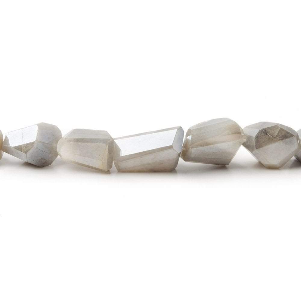 9x9-13x8mm Mystic White & Grey Moonstone faceted nuggets 12.5 inch 29 beads