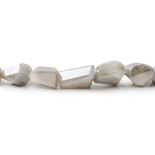 9x9-13x8mm Mystic White & Grey Moonstone faceted nuggets 12.5 inch 29 beads