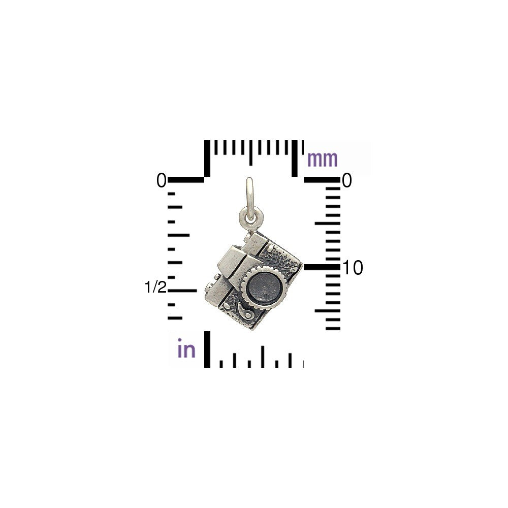 Sterling Silver Camera Charm - Hobby Charms 18x12mm - 1pc