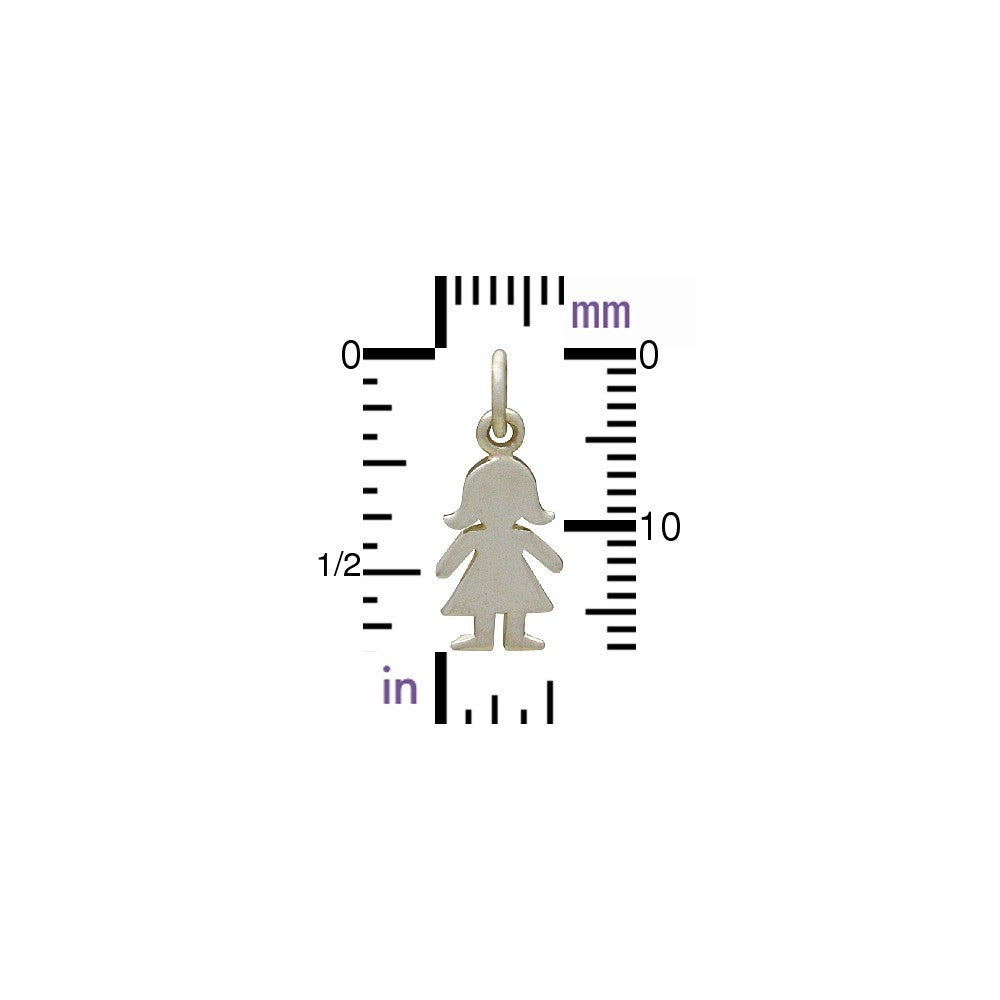 Sterling Silver Girl Charm - Family Charms 18x7mm - 1pc