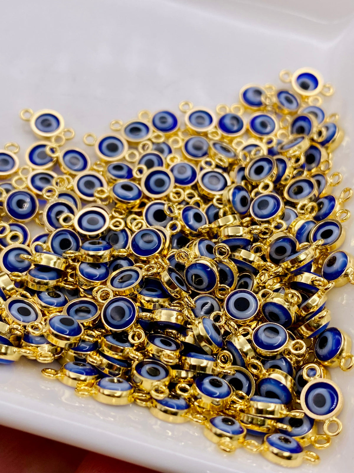Blue Evil Eye Connectors 4mm - 3 Pack - B48