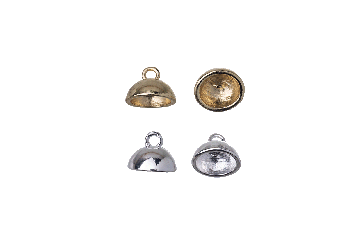 Bead Cap With A Loop Inside - Fits 8mm - 10mm Beads - Available in Silver & Gold - Sold Individually - BCAP8