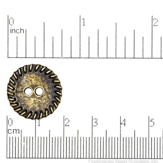 19.5mm Wrapped Stitch Button - Made of Pewter - Made in the USA - BTN6