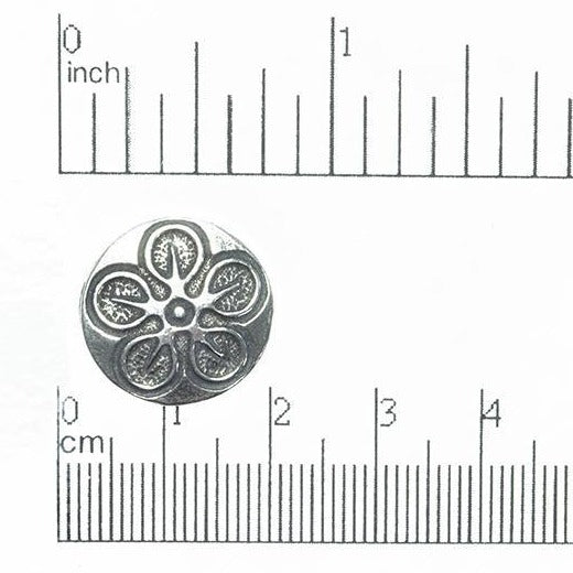 18mm Circular Flower Button - Made of pewter - Sold individually - BTN15
