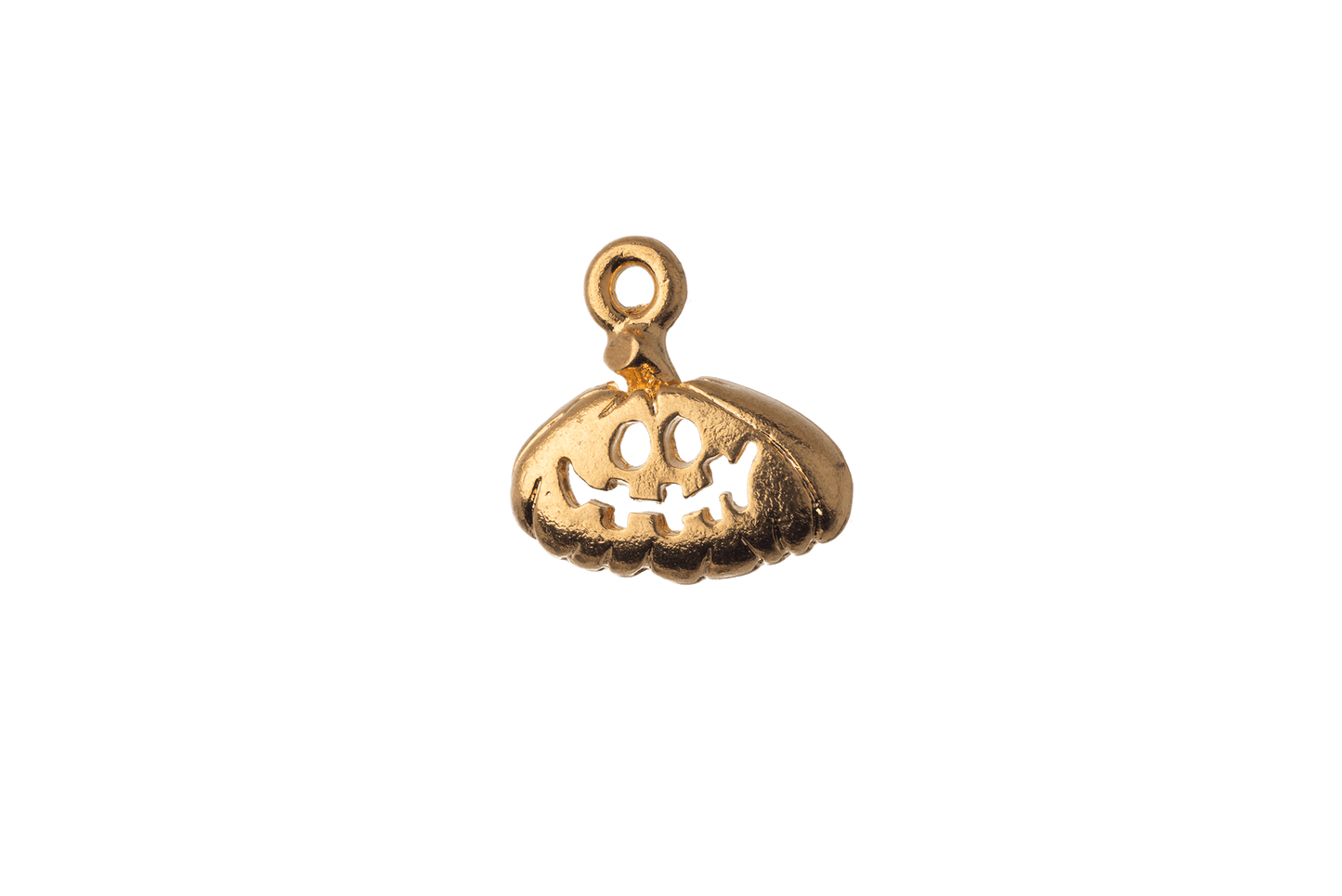 15mm x 15mm Halloween Grinning Pumpkin Charm - Made of Pewter - Sold Individually - CBS1789