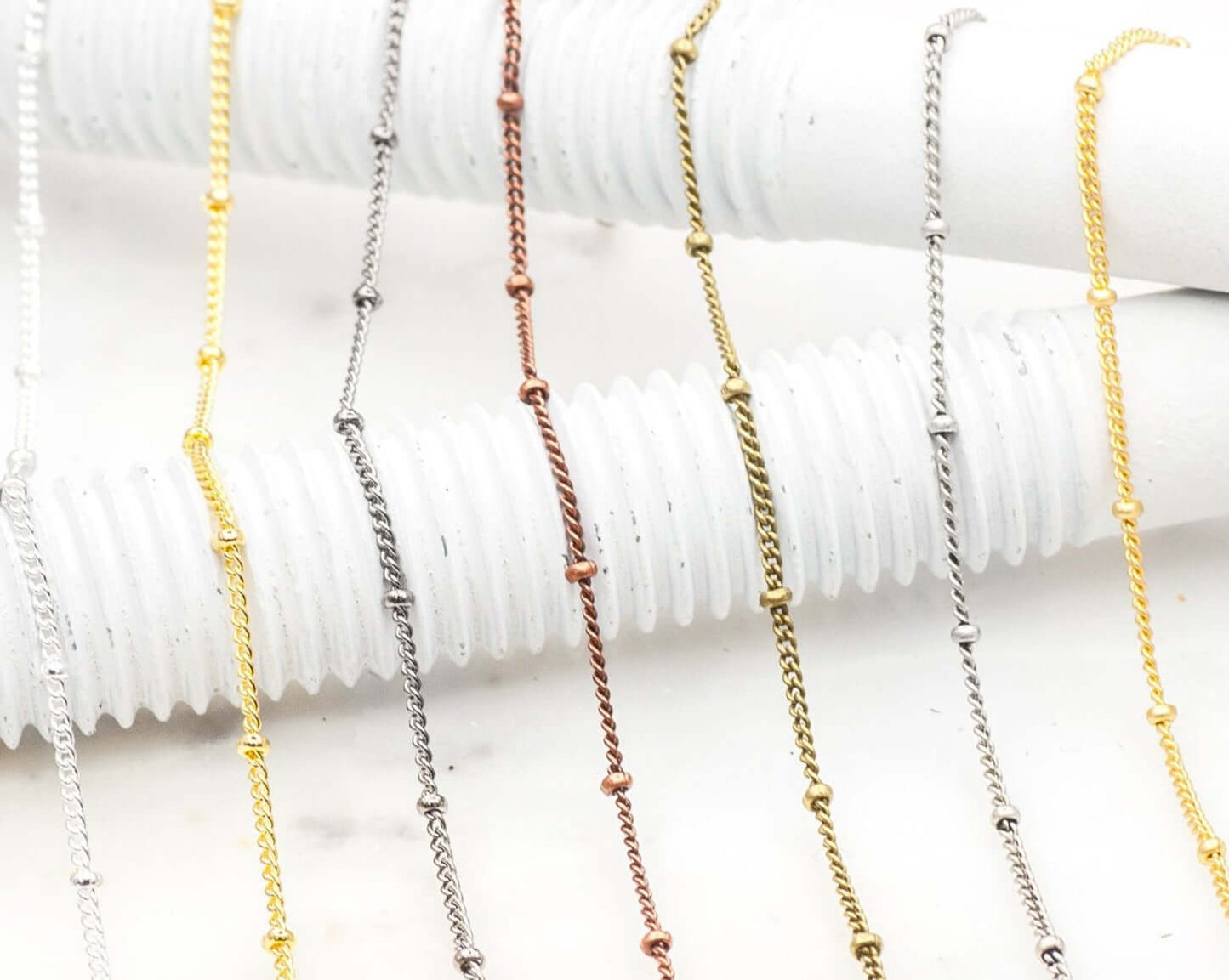Satellite Chain Size Small measures 2mm available in Multiple Finishes sold by the Foot - CH 114