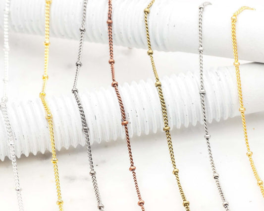 Satellite Chain Size Small measures 2mm available in Multiple Finishes sold by the Foot - CH 114
