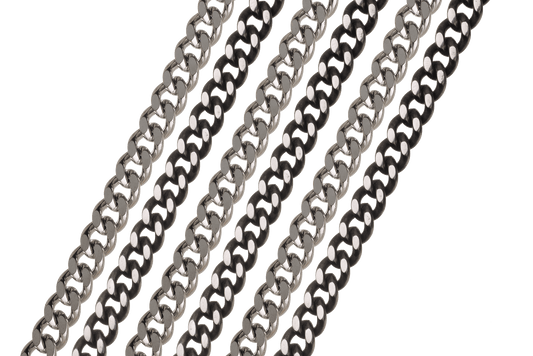 9mm x 7.5mm Hammered Stainless Steel Curb Chain available in Multiple Finishes sold by the Foot - CH 127SS