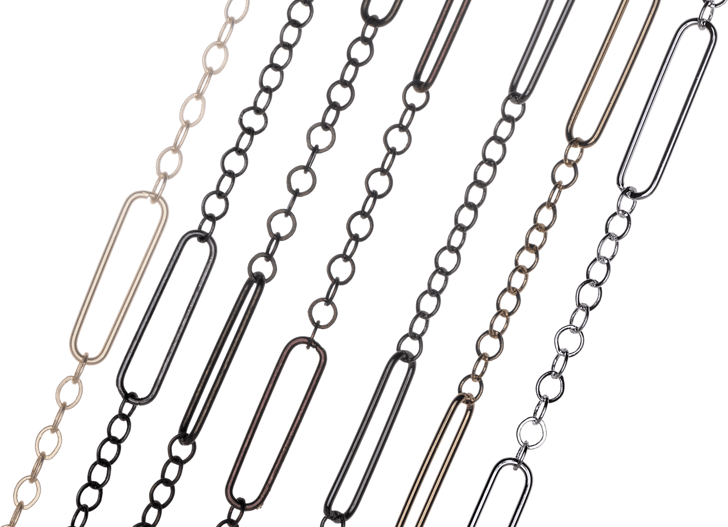 22mm x 5mm Specialty Paperclip and Round Cable Chain available in Multiple Colors sold by the Foot - CH2604