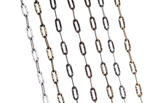 Paperclip Cable Chain with Kinked Design measures 6mm x 3mm available in Many Finishes sold by the Foot - CH 2607