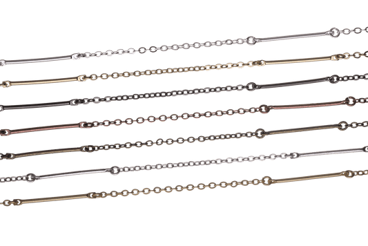 Bar and Cable Chain - Available in Multiple Colors - 25mm - Sold by the Foot - CH 2608