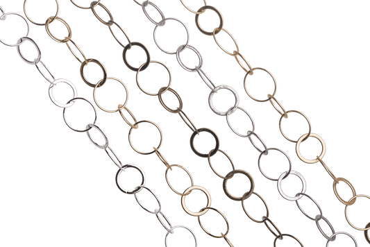 Round Cable Chain with 12mm and 18mm Links available in Multiple Colors sold by the Foot - CH 2612