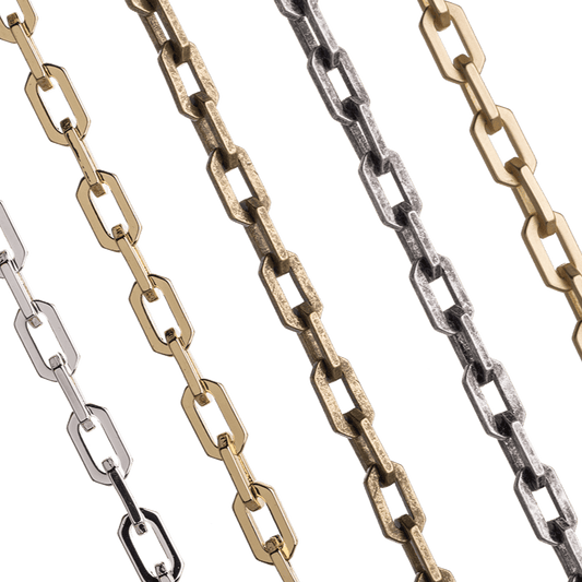 Cable Chain with Angular Brutalist Design - Measures 6mm x 10mm - Sold by the Foot - CH 2614