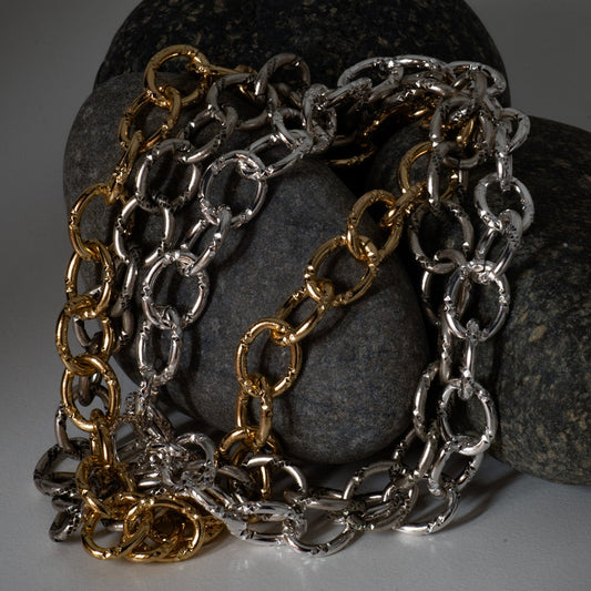 Cable Chain - Oval Textured 9.5mm x 12mm - Multiple Colors - Per Foot