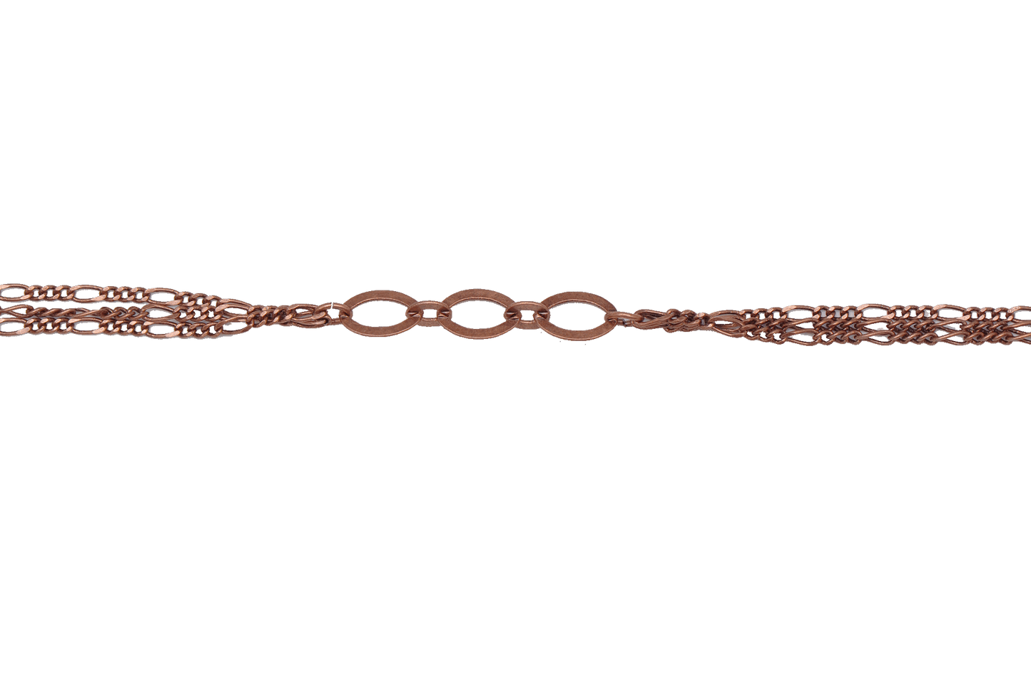 9mm x 6mm Hammered Flat Oval Specialty Chain Links alternating with 2" Delicate Figaro Chain sold by the Foot available in Multiple Colors - CH 60