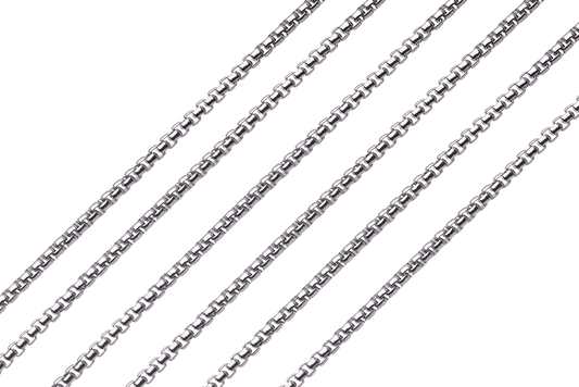 2mm Venetian Box Chain - Made of Stainless Steel - Sold by the foot - Ch-77SS