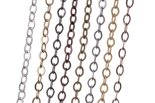 Cable Chain for Necklaces - XS 2mm Size - Multiple Colors - Per Foot CH-825